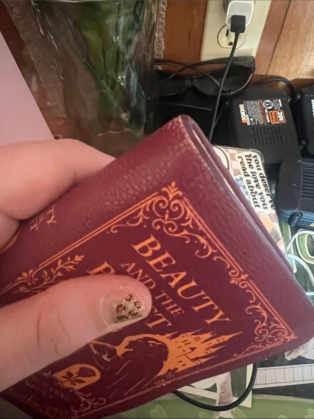 Beauty and the Beast Wallet - Burgundy with Gold Foil